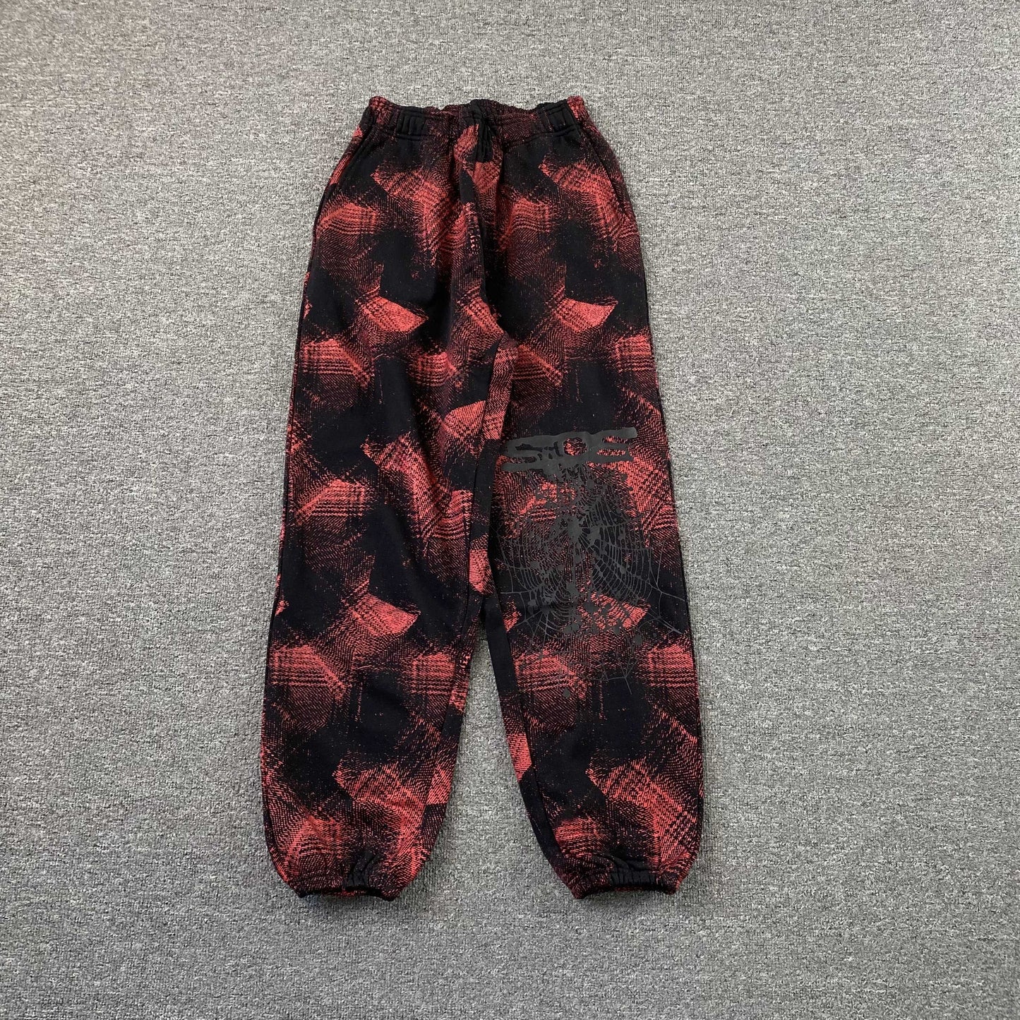Sp5der Plaid Splatt Sweatpants Red