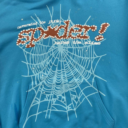 Sp5der Punk V2 Hoodie Cyan