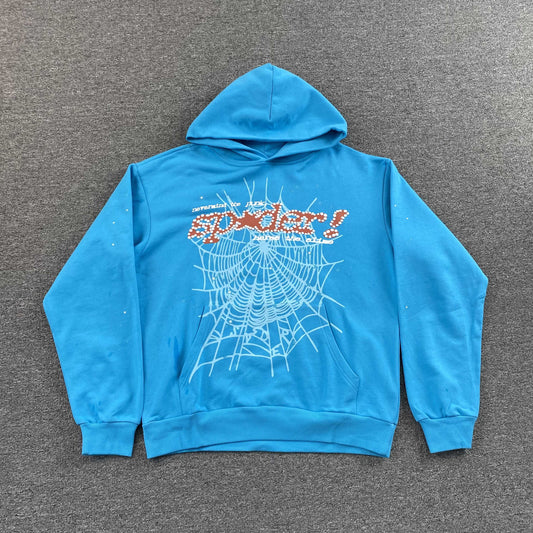 Sp5der Punk V2 Hoodie Cyan