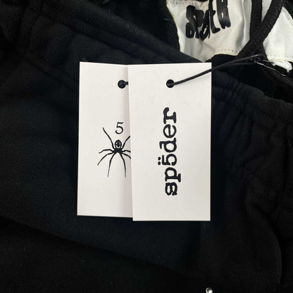 Sp5der Rhinestone Silk Sweatpants Black