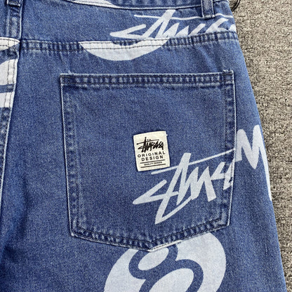 Stussy 8 Ball Denim Shorts Blue
