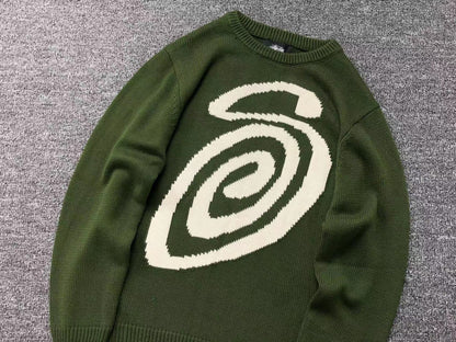 Stussy Curly S Knit Sweater Green