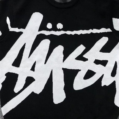 Stussy Stock Logo Knit Sweater Black