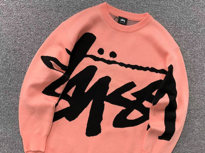 Stussy Stock Logo Knit Sweater Pink