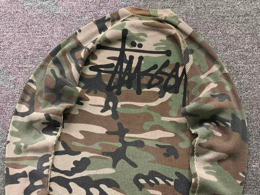 Stussy Thermal Raglan Shirt Woodland Camo