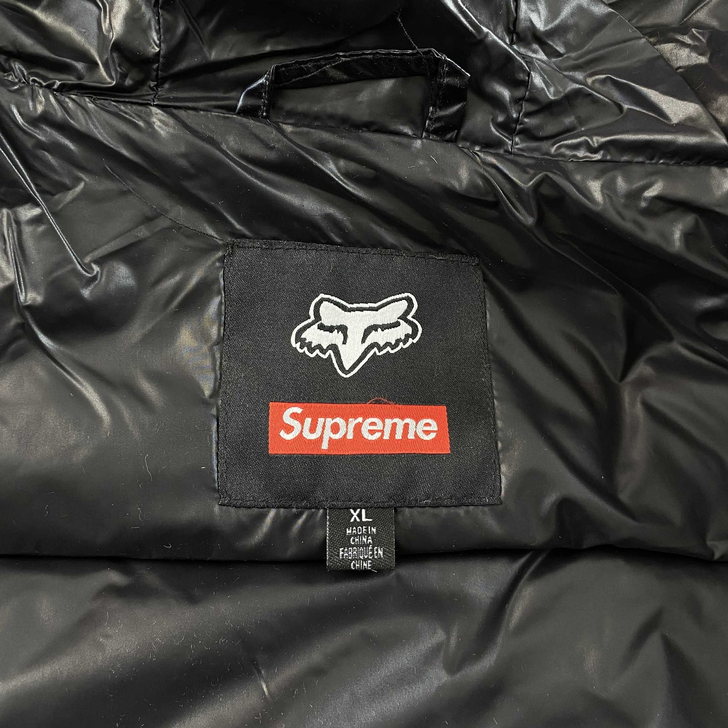 Supreme Fox Racing Shiny Down Puffer Jacket Black