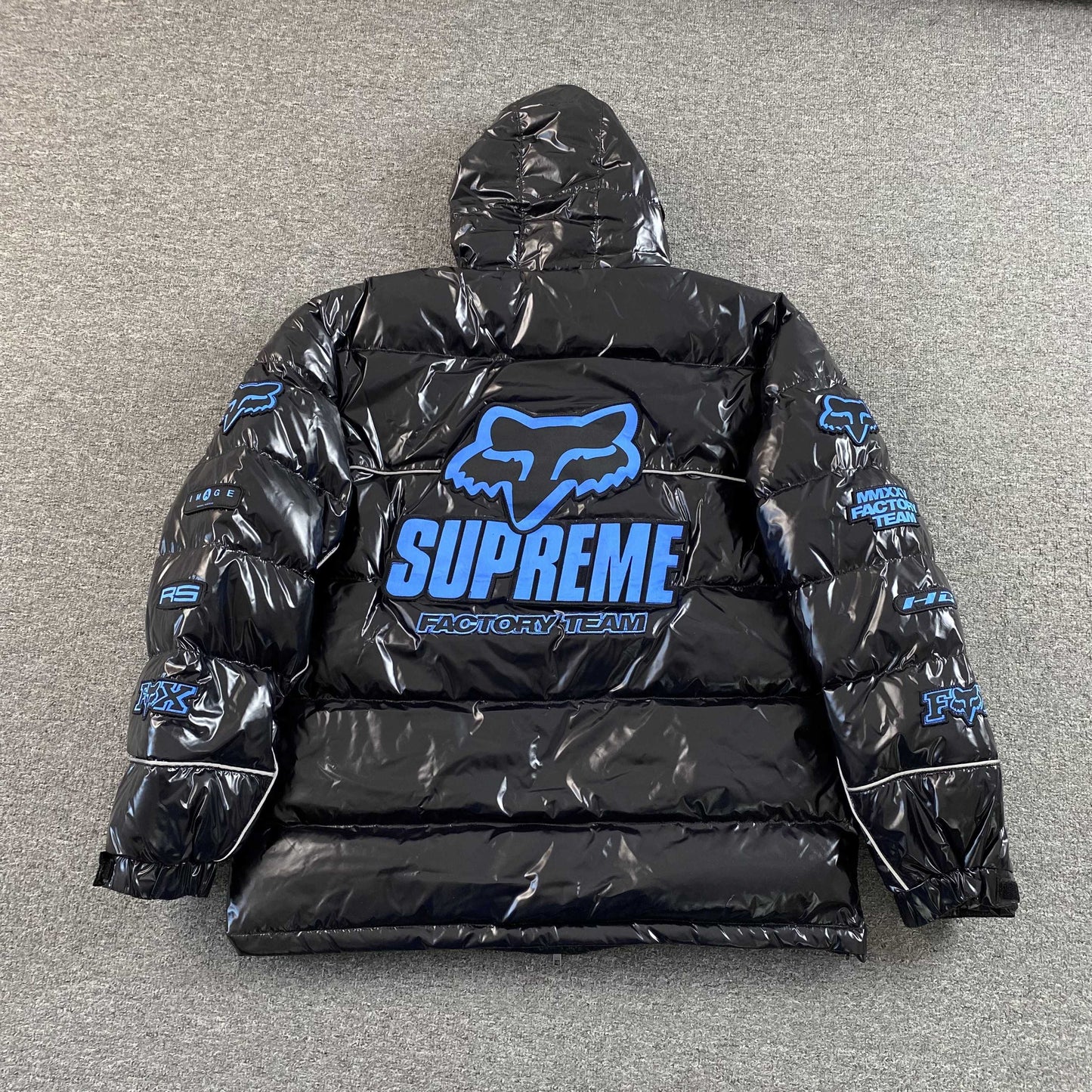 Supreme Fox Racing Shiny Down Puffer Jacket Black