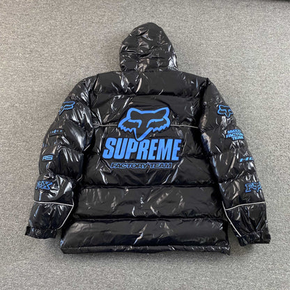 Supreme Fox Racing Shiny Down Puffer Jacket Black