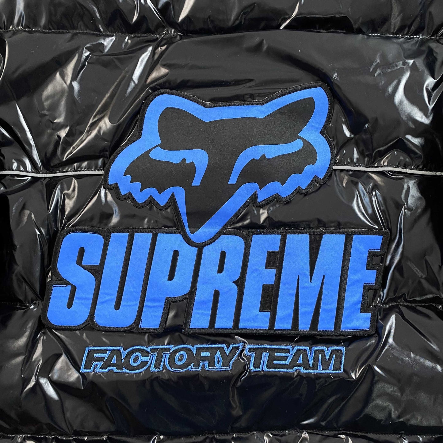 Supreme Fox Racing Shiny Down Puffer Jacket Black