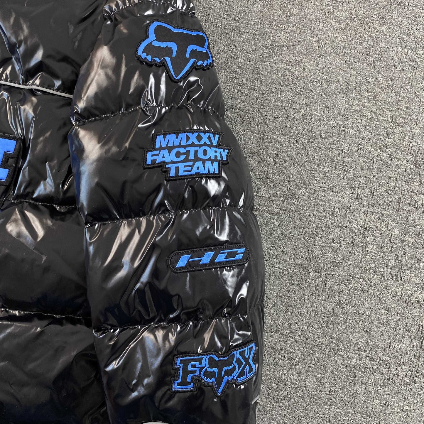 Supreme Fox Racing Shiny Down Puffer Jacket Black