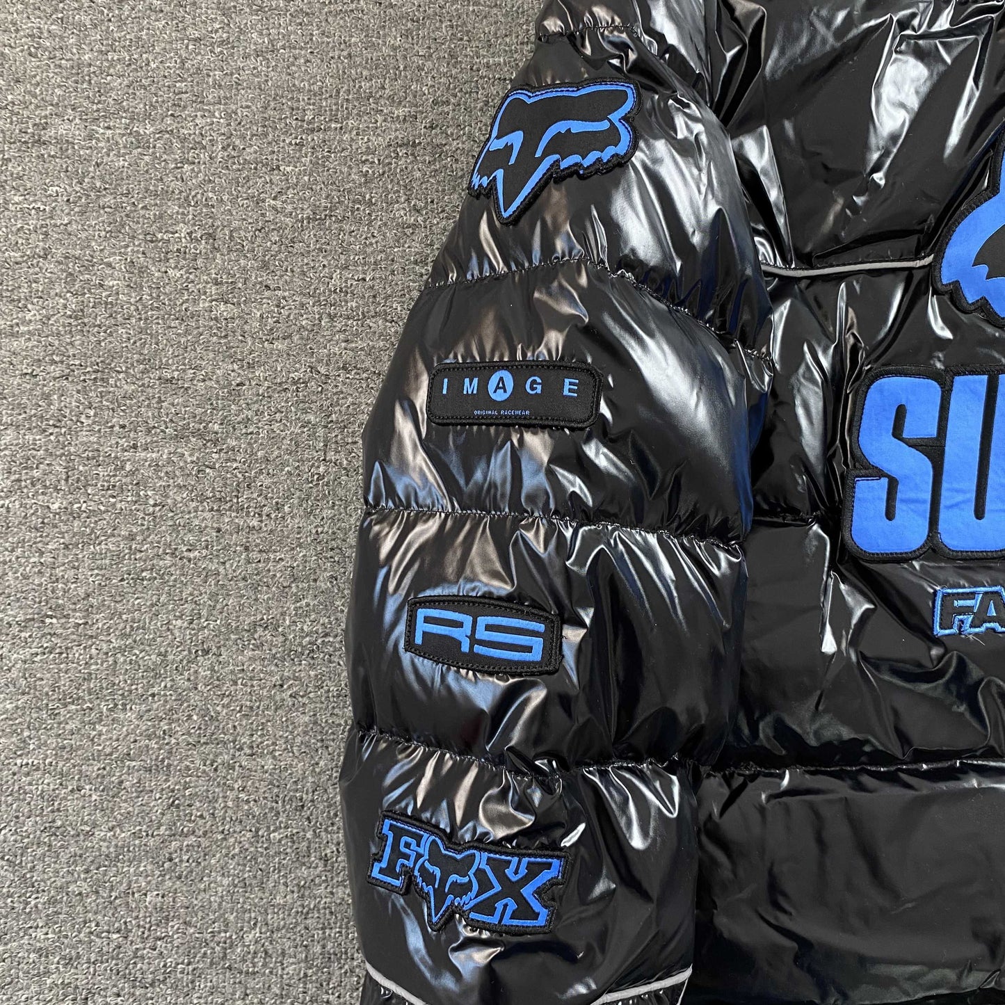 Supreme Fox Racing Shiny Down Puffer Jacket Black