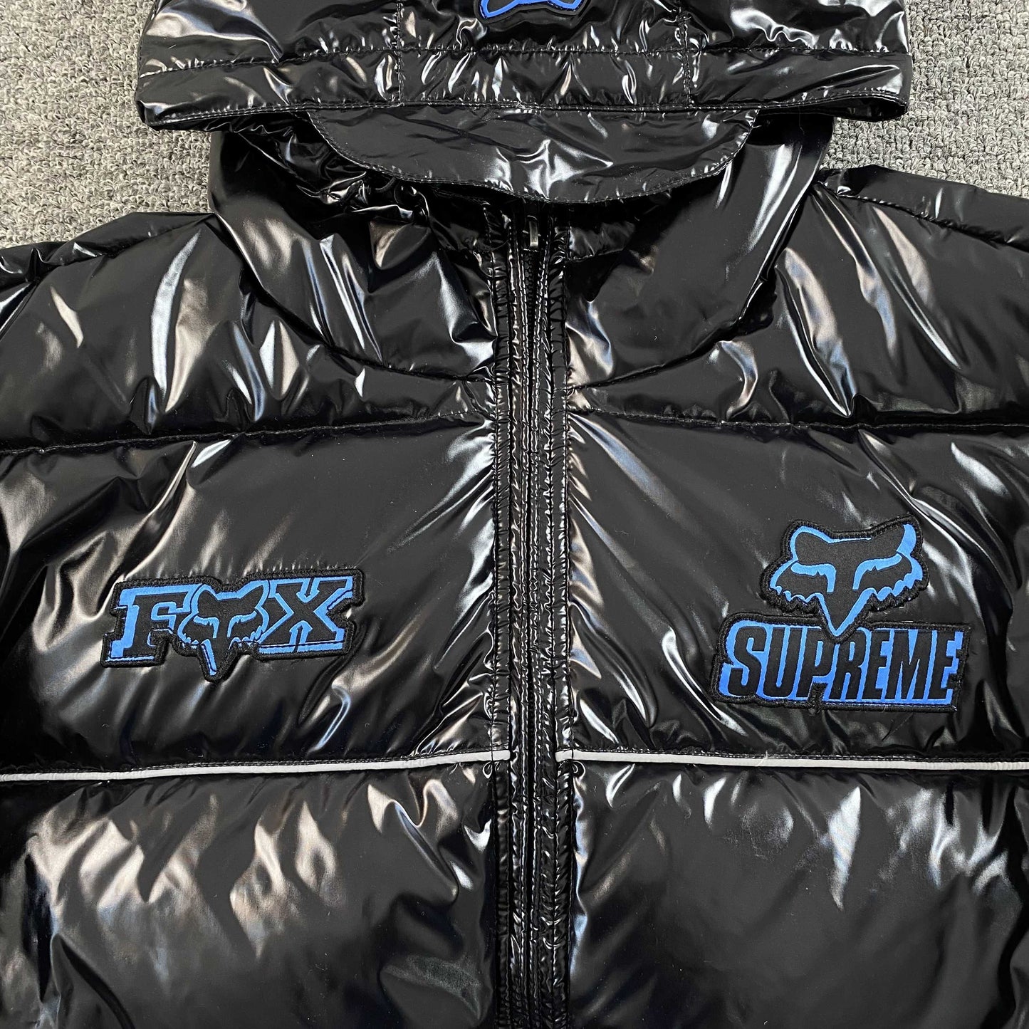 Supreme Fox Racing Shiny Down Puffer Jacket Black