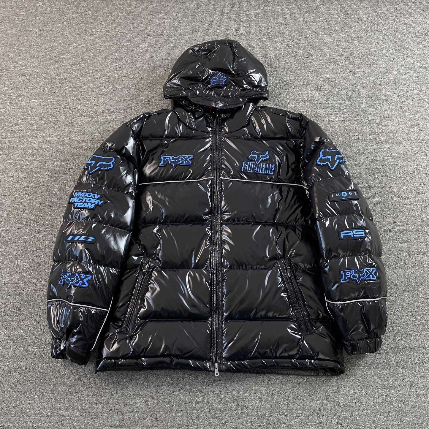 Supreme Fox Racing Shiny Down Puffer Jacket Black