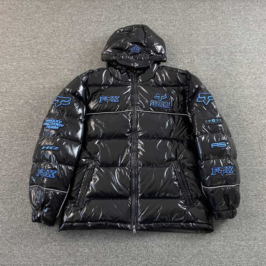Supreme Fox Racing Shiny Down Puffer Jacket Black