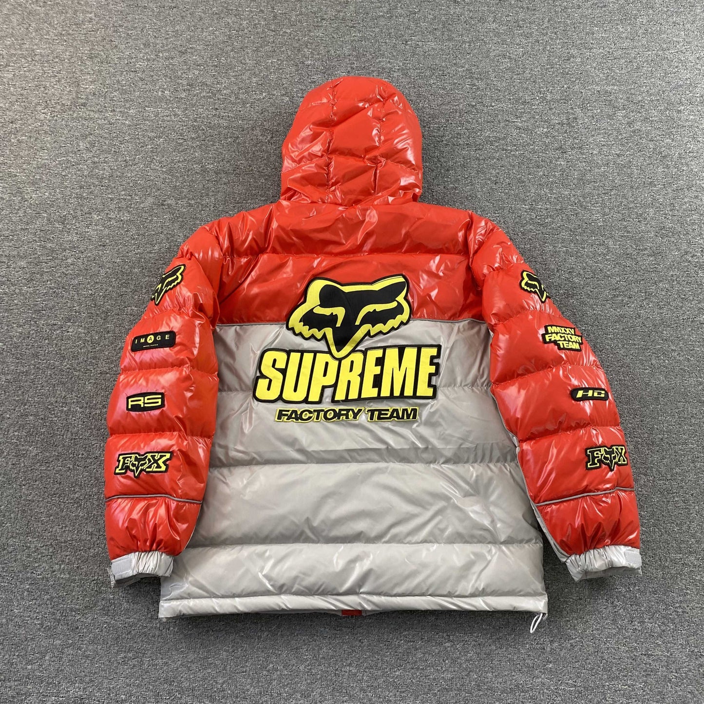 Supreme Fox Racing Shiny Down Puffer Jacket Red