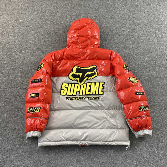 Supreme Fox Racing Shiny Down Puffer Jacket Red