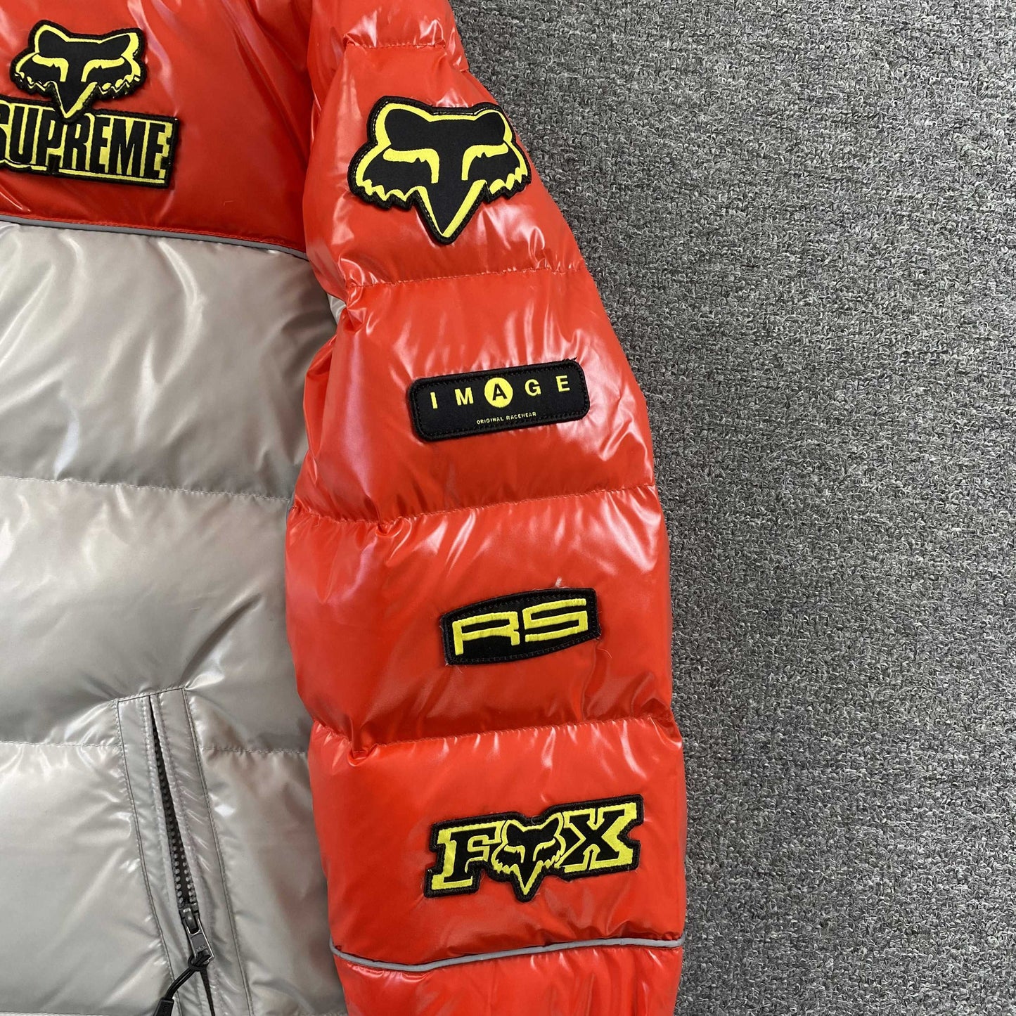 Supreme Fox Racing Shiny Down Puffer Jacket Red