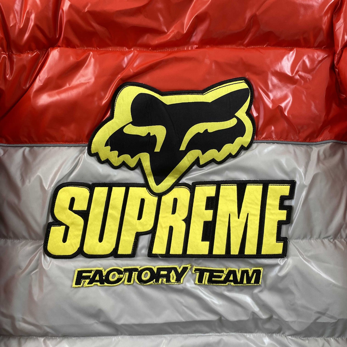 Supreme Fox Racing Shiny Down Puffer Jacket Red