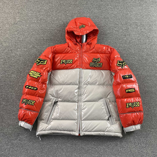 Supreme Fox Racing Shiny Down Puffer Jacket Red