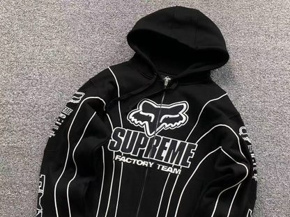 Supreme Fox Racing Zip Up Jacket Black