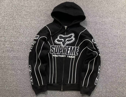 Supreme Fox Racing Zip Up Jacket Black