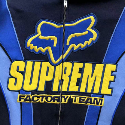 Supreme Fox Racing Zip Up Jacket Blue