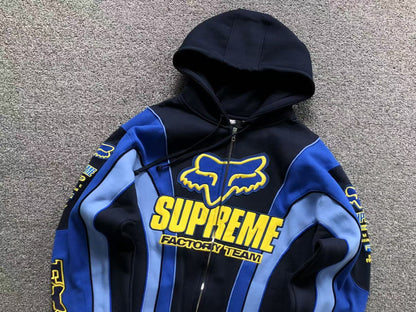 Supreme Fox Racing Zip Up Jacket Blue