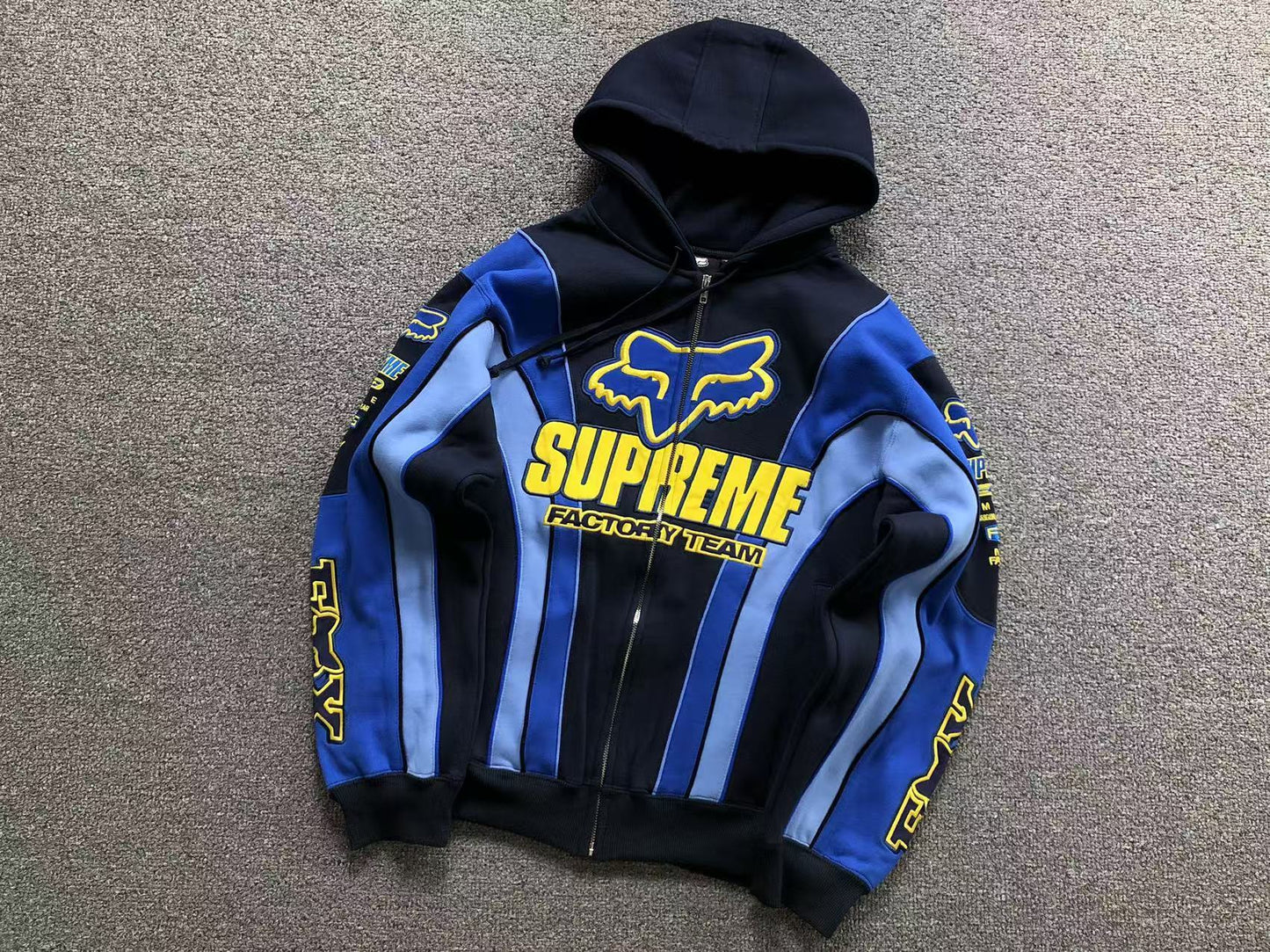 Supreme Fox Racing Zip Up Jacket Blue