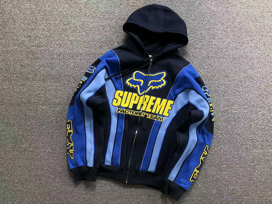 Supreme Fox Racing Zip Up Jacket Blue