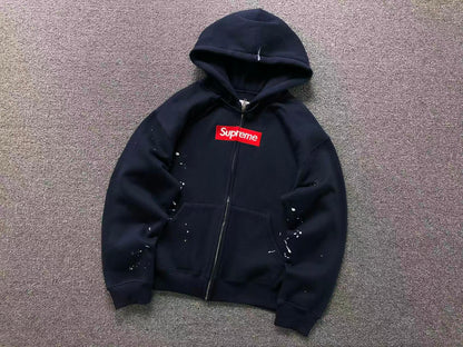 Supreme MM6 Maison Margiela Box Logo Zip Up Jacket Navy