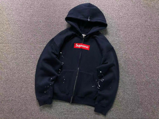 Supreme MM6 Maison Margiela Box Logo Zip Up Jacket Navy