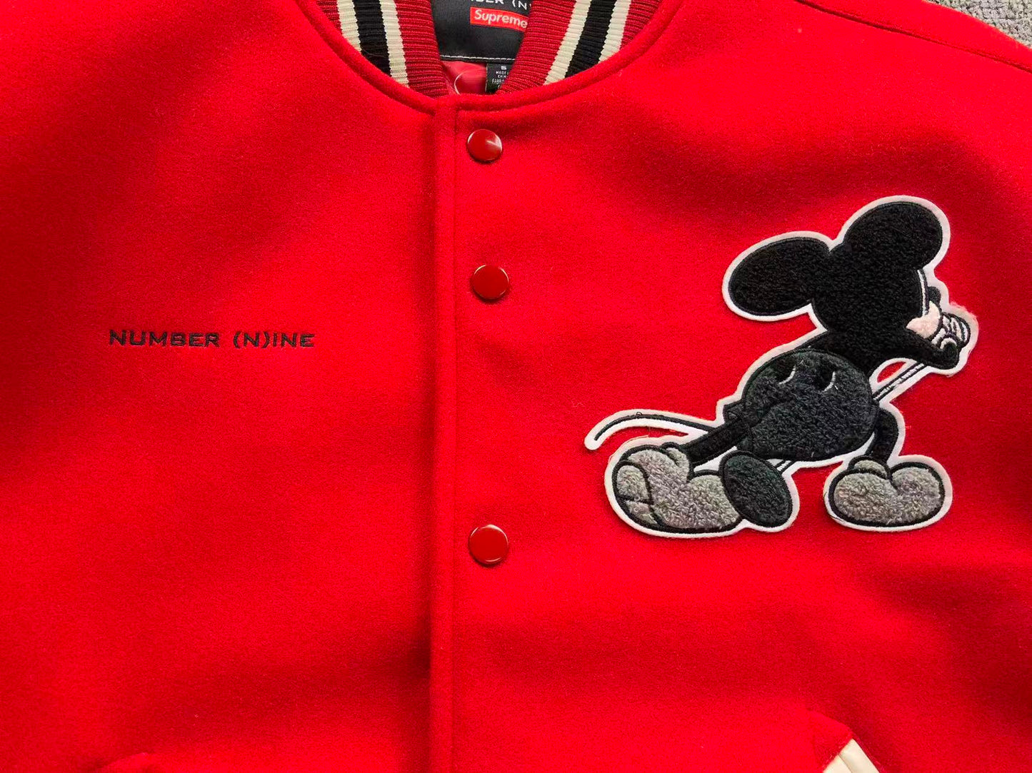 Supreme Number (N)ine Mickey Varsity Jacket Red