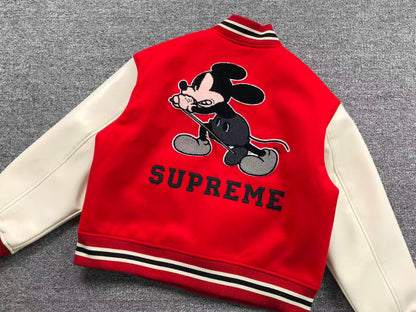 Supreme Number (N)ine Mickey Varsity Jacket Red