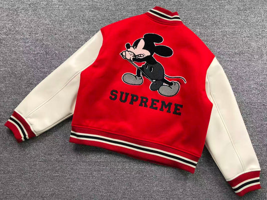 Supreme Number (N)ine Mickey Varsity Jacket Red