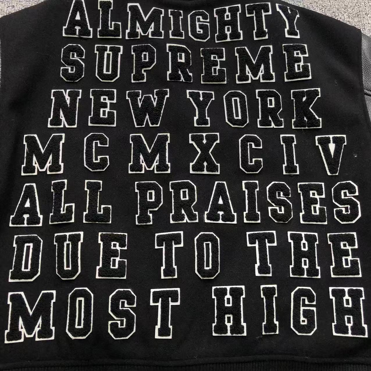 Supreme Praises Varsity Jacket Black