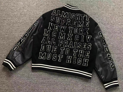 Supreme Praises Varsity Jacket Black