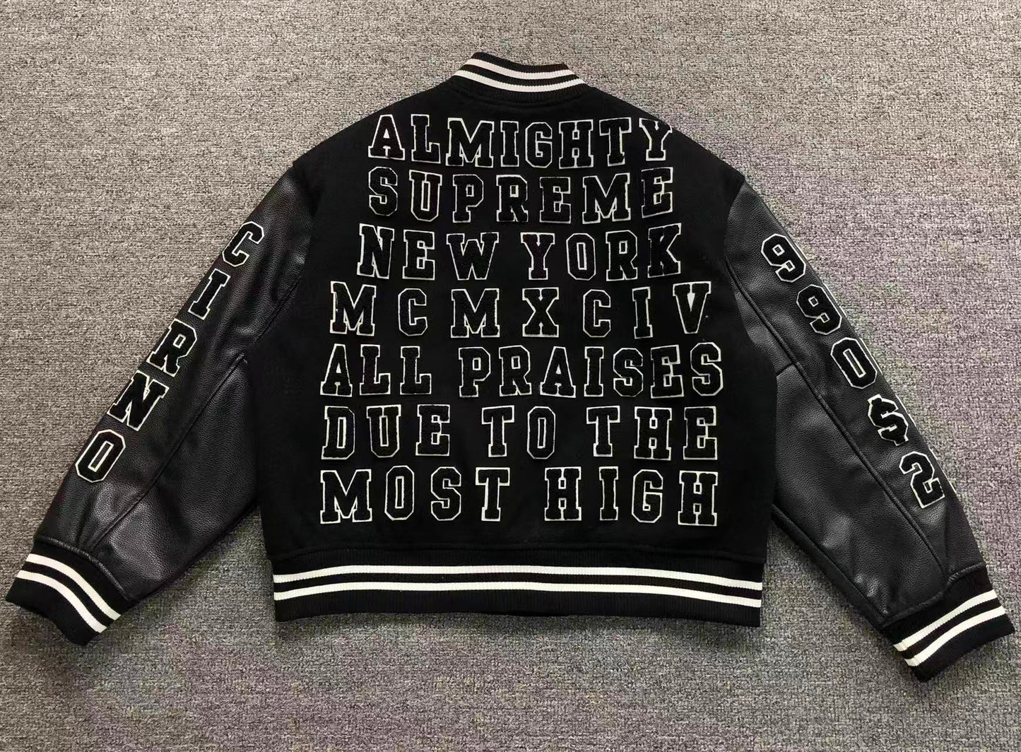 Supreme Praises Varsity Jacket Black