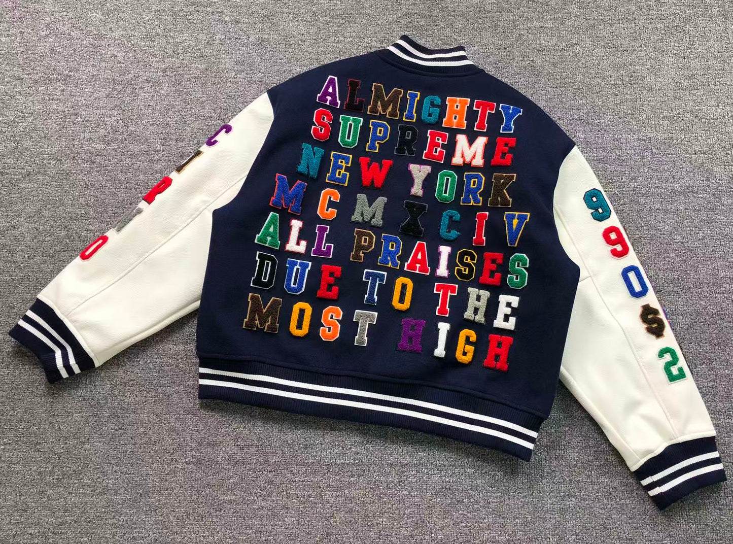 Supreme Praises Varsity Jacket Navy
