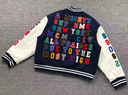 Supreme Praises Varsity Jacket Navy