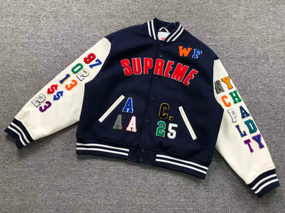 Supreme Praises Varsity Jacket Navy