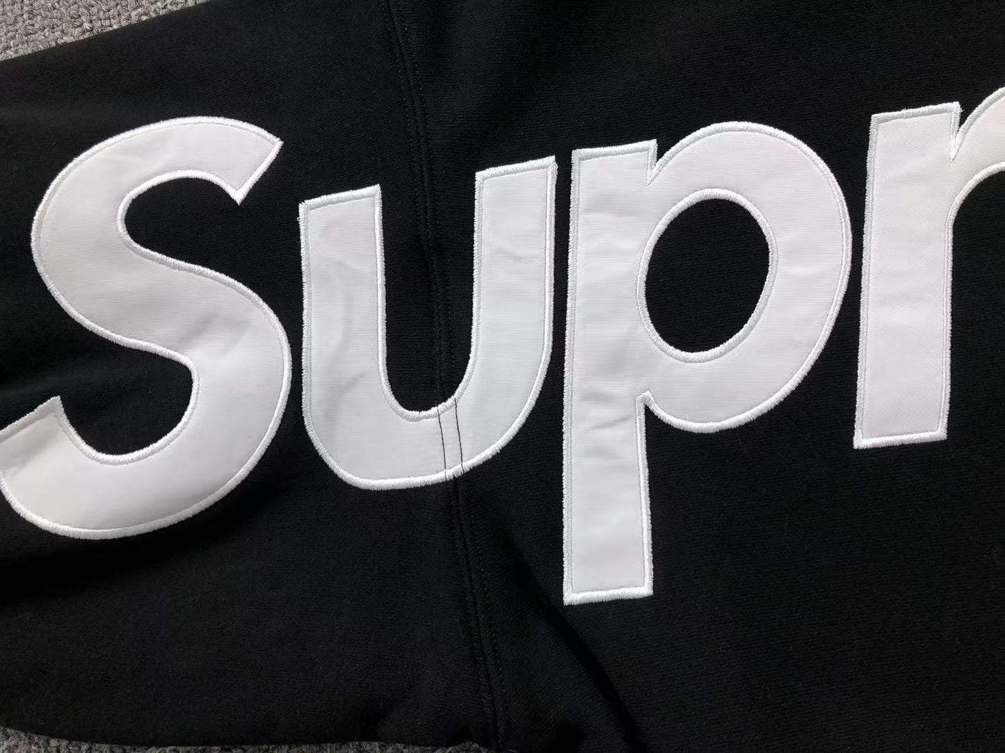 Supreme Satin Appliqué Hoodie Black
