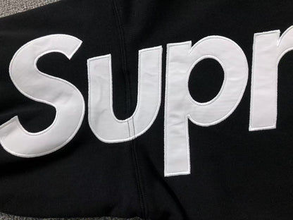 Supreme Satin Appliqué Hoodie Black