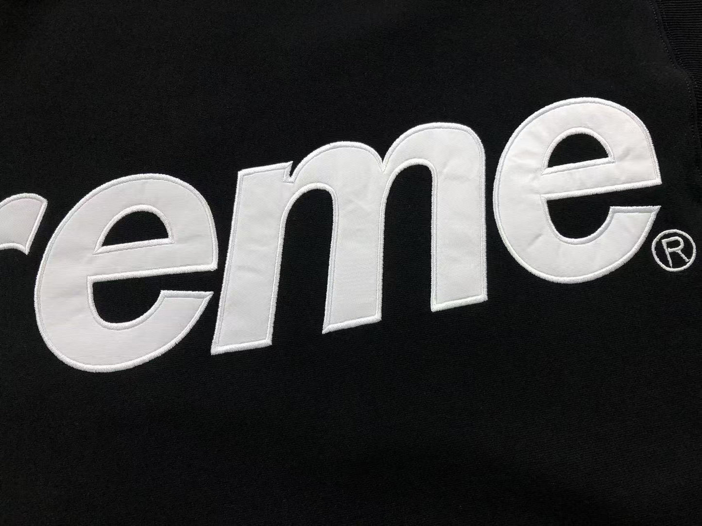 Supreme Satin Appliqué Hoodie Black