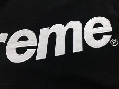 Supreme Satin Appliqué Hoodie Black