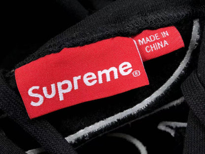 Supreme Satin Appliqué Hoodie Black