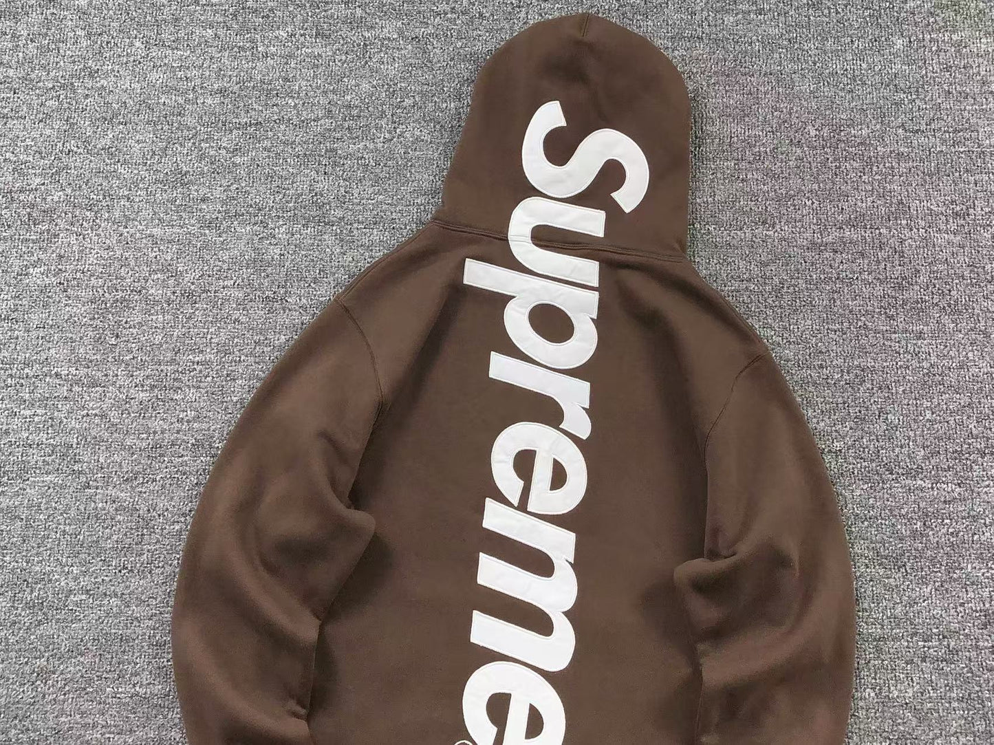 Supreme Satin Appliqué Hoodie Brown