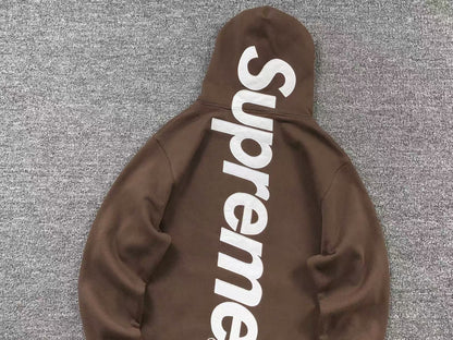 Supreme Satin Appliqué Hoodie Brown