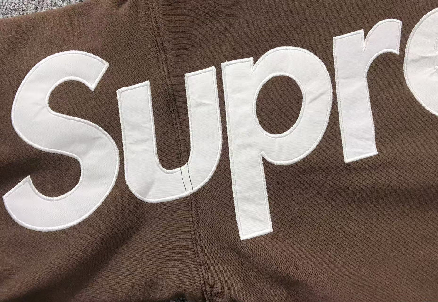 Supreme Satin Appliqué Hoodie Brown