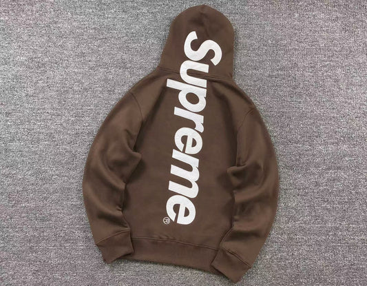 Supreme Satin Appliqué Hoodie Brown