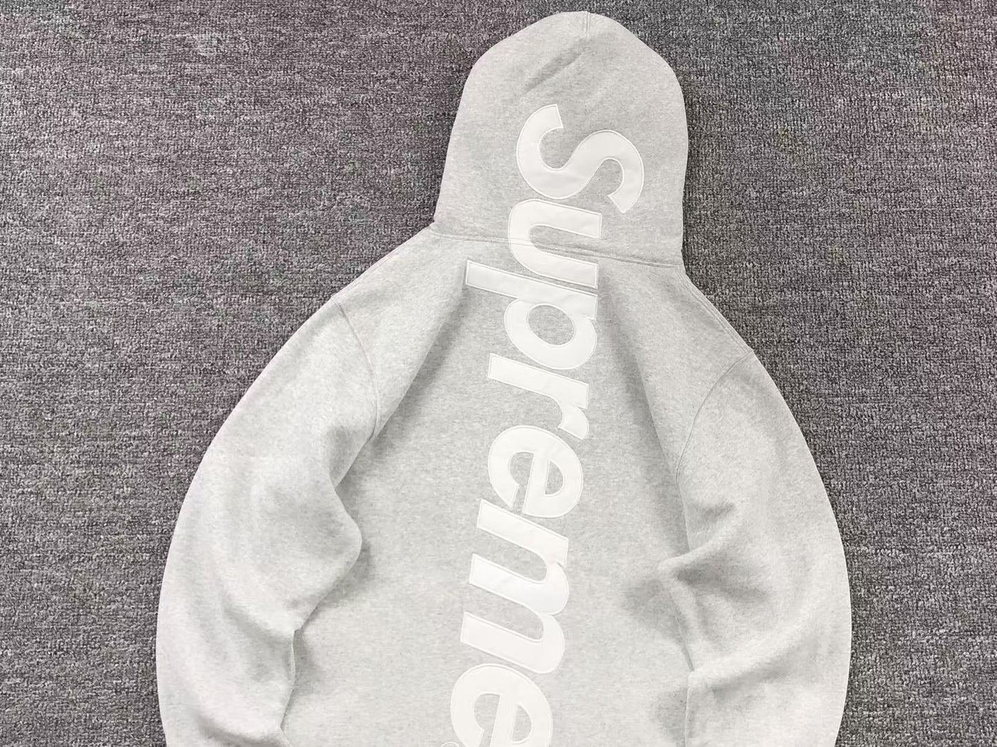 Supreme Satin Appliqué Hoodie Grey